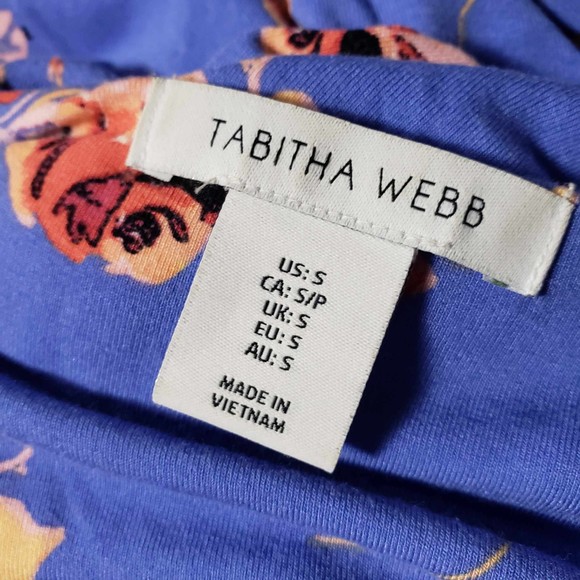 Tabitha Webb size Small Blue Floral Rayon Spandex Stretchy Dress - Picture 6 of 8